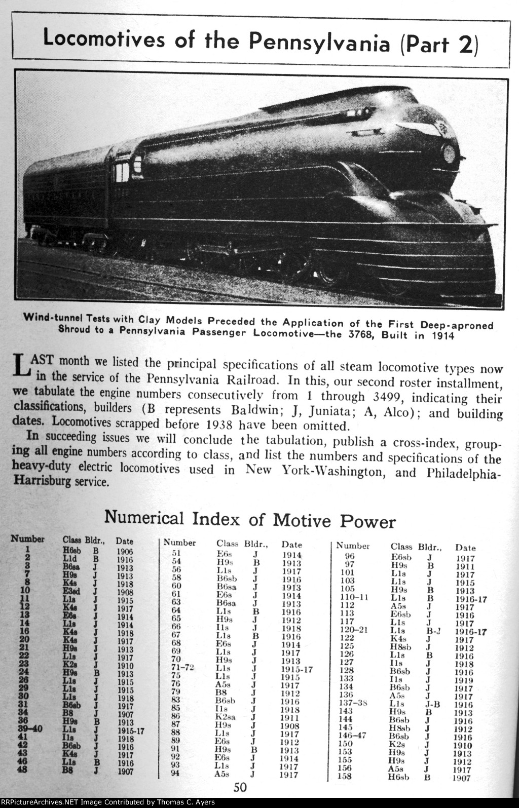 "Locomotives Of The Pennsylvania," Page 50, AUG 1941